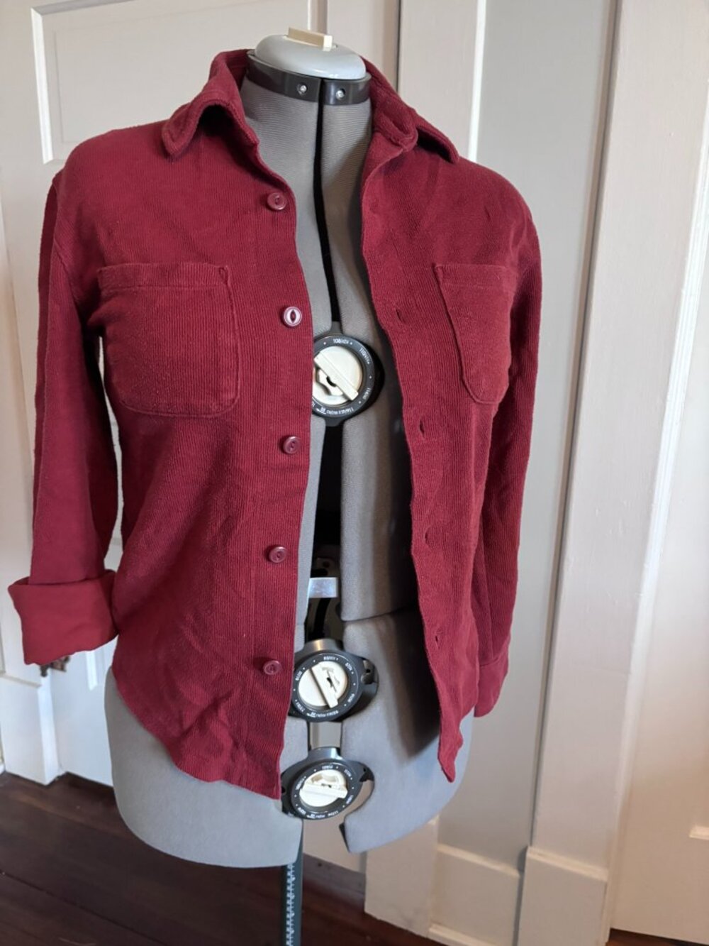 Goodfellow & Co. Ribbed Knit Comfy Midweight Button Up Jacket Blouse Rust - S